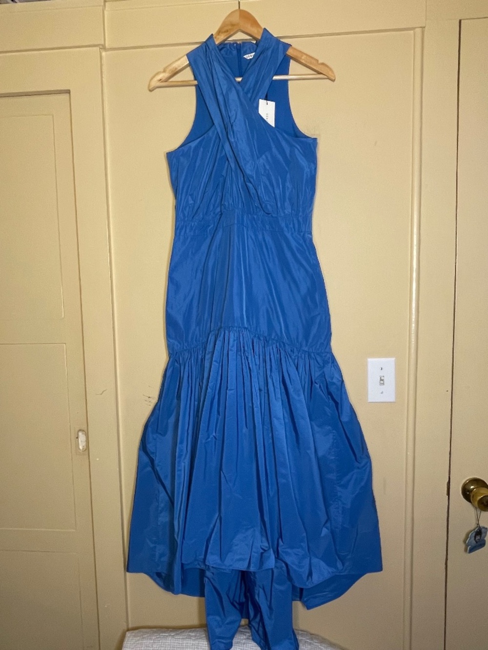 Veronica Beard Bluebell Blue Halter Crossover Radley Dress